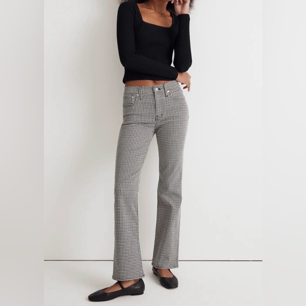 MADEWELL Kick Out Crop Jeans Houndstooth Check Stretch Sz 29 Mid Rise NWOT .‎